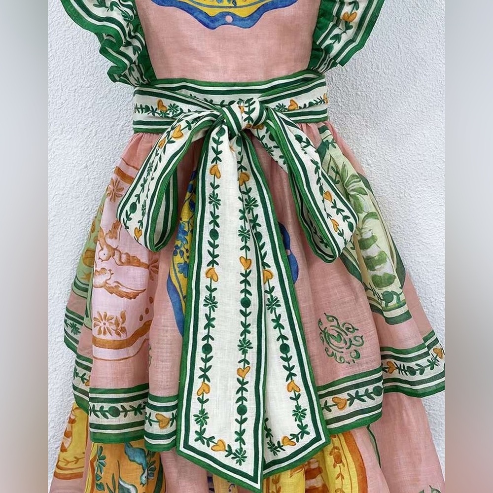 ALEMAIS PORCELAIN FRILL MIDI DRESS - Picture 8 of 12